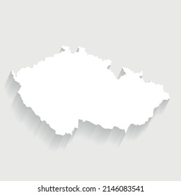 Mapa de la República Checa Blanca sobre fondo gris, vector, ilustración, archivo eps 10