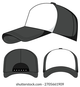 Gorras de camionero blancas y grises maqueta editable	