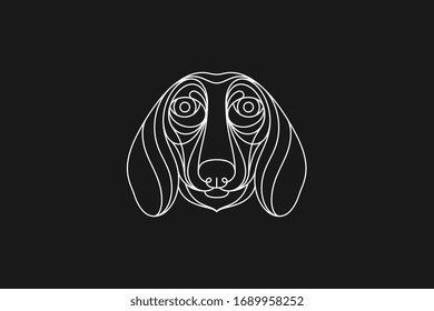 White Dachshund dog Vector illustration in portrait mode