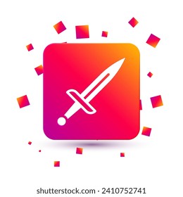 Icono de Daga Blanca aislado en fondo blanco. Icono de cuchillo. Espada con cuchilla afilada. Botón de color cuadrado. Vector
