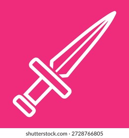 Icono de daga blanca sobre fondo rosa para fines de diseño e ilustración
