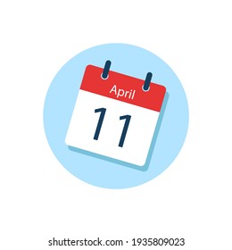 White daily calendar Icon April in a Flat Design style. Easy to edit Isolated vector Illustration.