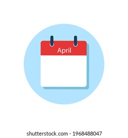 White daily calendar Icon April in a Flat Design style. Easy to edit Isolated vector Illustration.