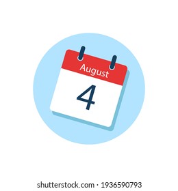White daily calendar Icon August in a Flat Design style. Easy to edit Isolated vector Illustration.