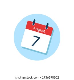 White daily calendar Icon August in a Flat Design style. Easy to edit Isolated vector Illustration.