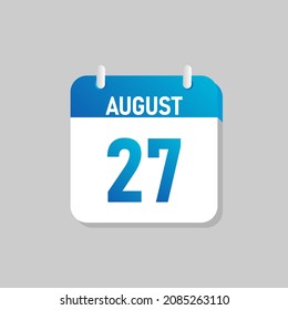 White daily calendar Icon August in a Flat Design style. Easy to edit Isolated vector Illustration.