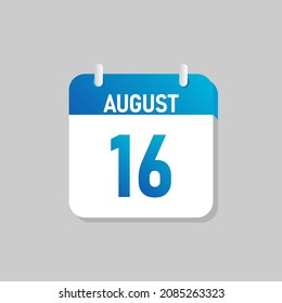 White daily calendar Icon August in a Flat Design style. Easy to edit Isolated vector Illustration.