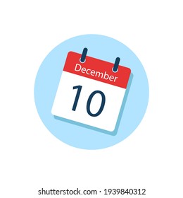 White daily calendar Icon December in a Flat Design style. Easy to edit Isolated vector Illustration.