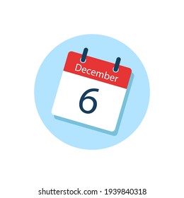 White daily calendar Icon December in a Flat Design style. Easy to edit Isolated vector Illustration.