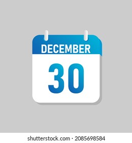 White daily calendar Icon December in a Flat Design style. Easy to edit Isolated vector Illustration.