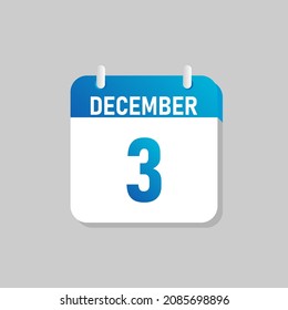 White daily calendar Icon December in a Flat Design style. Easy to edit Isolated vector Illustration.