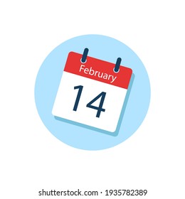 White daily calendar Icon February in a Flat Design style. Easy to edit Isolated vector Illustration.