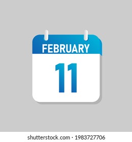 White daily calendar Icon February in a Flat Design style. Easy to edit Isolated vector Illustration.