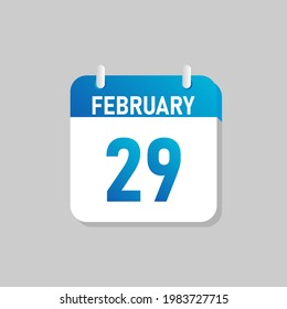 White daily calendar Icon February in a Flat Design style. Easy to edit Isolated vector Illustration.