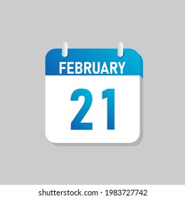 White daily calendar Icon February in a Flat Design style. Easy to edit Isolated vector Illustration.