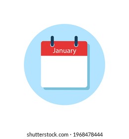 White daily calendar Icon January in a Flat Design style. Easy to edit Isolated vector Illustration.