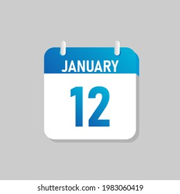 White daily calendar Icon January in a Flat Design style. Easy to edit Isolated vector Illustration.