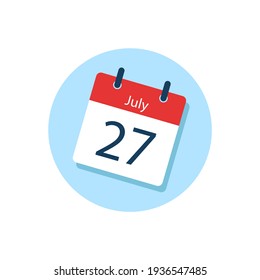 White daily calendar Icon July in a Flat Design style. Easy to edit Isolated vector Illustration.