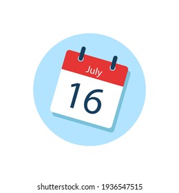 White daily calendar Icon July in a Flat Design style. Easy to edit Isolated vector Illustration.