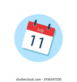 White daily calendar Icon July in a Flat Design style. Easy to edit Isolated vector Illustration.