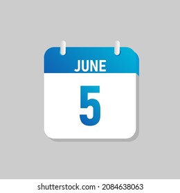 White daily calendar Icon June in a Flat Design style. Easy to edit Isolated vector Illustration.
