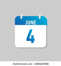White daily calendar Icon June in a Flat Design style. Easy to edit Isolated vector Illustration.
