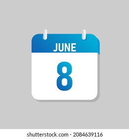 White daily calendar Icon June in a Flat Design style. Easy to edit Isolated vector Illustration.