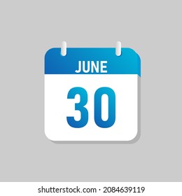 White daily calendar Icon June in a Flat Design style. Easy to edit Isolated vector Illustration.