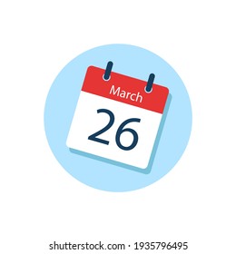 White daily calendar Icon March in a Flat Design style. Easy to edit Isolated vector Illustration.
