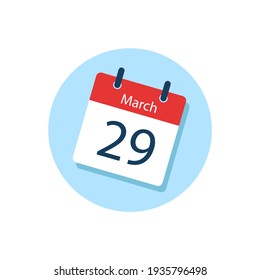 White daily calendar Icon March in a Flat Design style. Easy to edit Isolated vector Illustration.