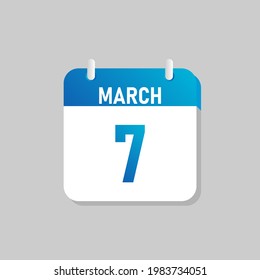 White daily calendar Icon March in a Flat Design style. Easy to edit Isolated vector Illustration.