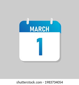 White daily calendar Icon March in a Flat Design style. Easy to edit Isolated vector Illustration.