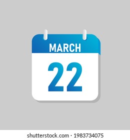 White daily calendar Icon March in a Flat Design style. Easy to edit Isolated vector Illustration.