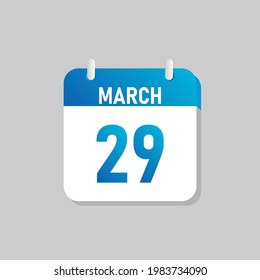 White daily calendar Icon March in a Flat Design style. Easy to edit Isolated vector Illustration.