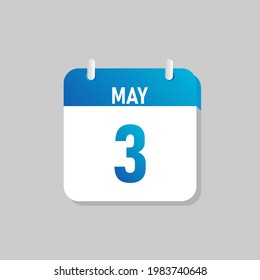 White daily calendar Icon May in a Flat Design style. Easy to edit Isolated vector Illustration.