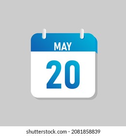 White daily calendar Icon May in a Flat Design style. Easy to edit Isolated vector Illustration.