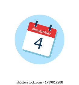 White daily calendar Icon November in a Flat Design style. Easy to edit Isolated vector Illustration.