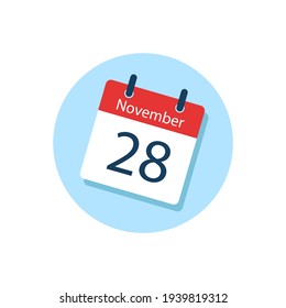 White daily calendar Icon November in a Flat Design style. Easy to edit Isolated vector Illustration.