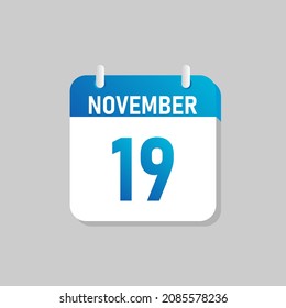 White daily calendar Icon November in a Flat Design style. Easy to edit Isolated vector Illustration.