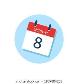 White daily calendar Icon October in a Flat Design style. Easy to edit Isolated vector Illustration.