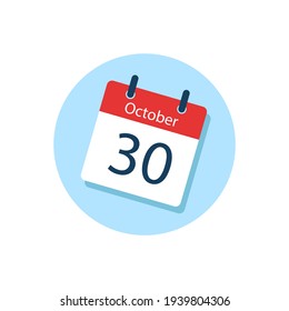 White daily calendar Icon October in a Flat Design style. Easy to edit Isolated vector Illustration.