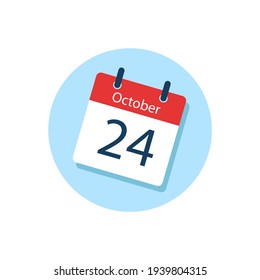 White daily calendar Icon October in a Flat Design style. Easy to edit Isolated vector Illustration.