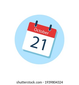 White daily calendar Icon October in a Flat Design style. Easy to edit Isolated vector Illustration.
