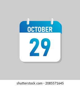 White daily calendar Icon October in a Flat Design style. Easy to edit Isolated vector Illustration.
