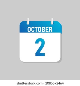 White daily calendar Icon October in a Flat Design style. Easy to edit Isolated vector Illustration.