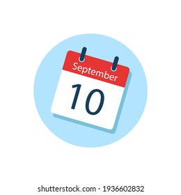 White daily calendar Icon September in a Flat Design style. Easy to edit Isolated vector Illustration.