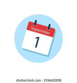White daily calendar Icon September in a Flat Design style. Easy to edit Isolated vector Illustration.