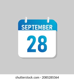 White daily calendar Icon September in a Flat Design style. Easy to edit Isolated vector Illustration.