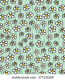 white daisies doodle background