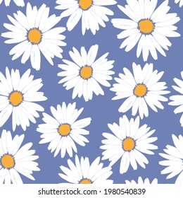 white daisies, floral seamless patern